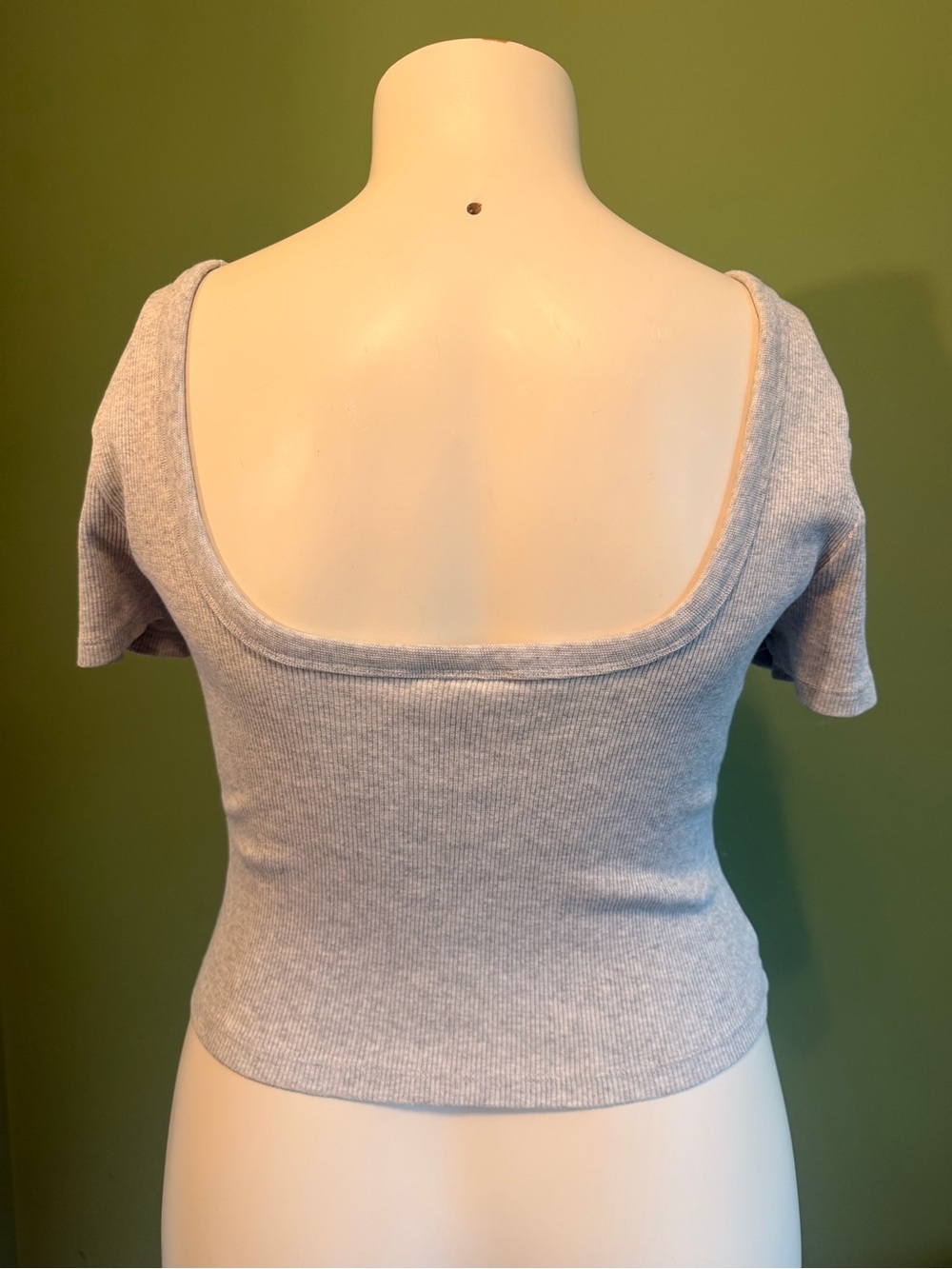 Universal Thread Square-Neck Short Sleeve Ribbed Top in Light Gray - Picture 3 of 6